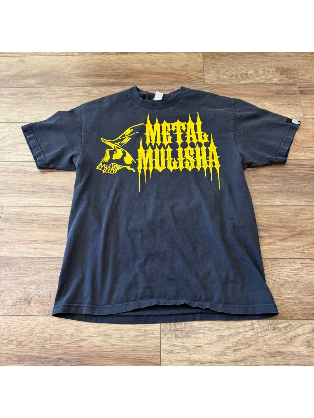 Vtg Y2K Metal Mulisha Shirt Yellow Big Spellout Skull Tee